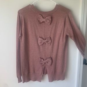 Catherine Malandrino Blush/Mauve Sweater with Bow Detail on Back, size small